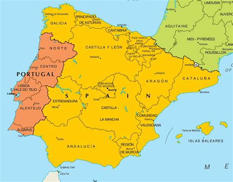 Printable Map Of Spain And Portugal